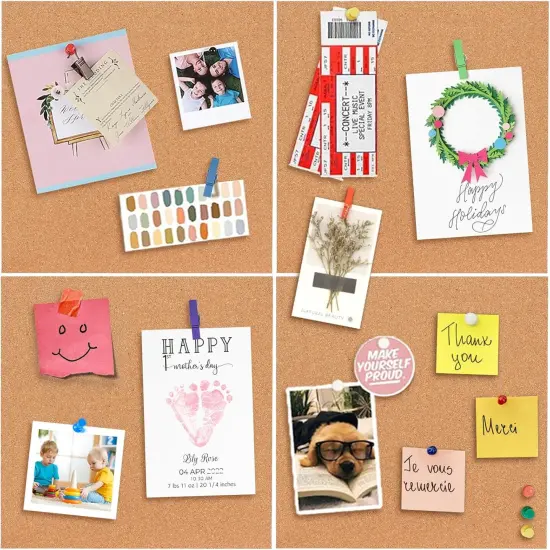 4 Pack Extra Thick 12x12 Inches Cork Board Tiles for Home Office Decor {2}