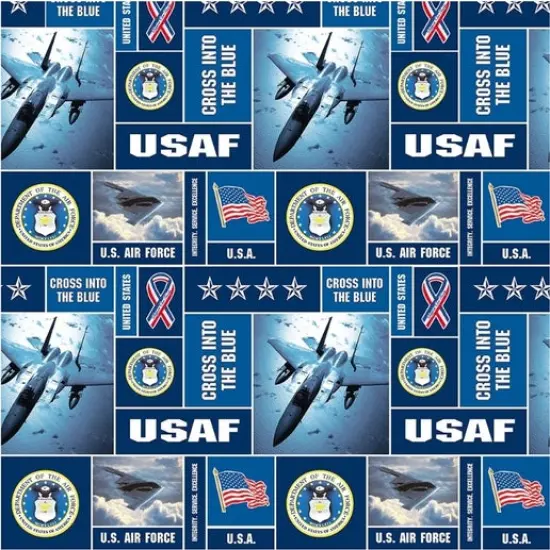Sykel Enterprises U.S Air Force Block Fleece Fabric by the Yard {1}