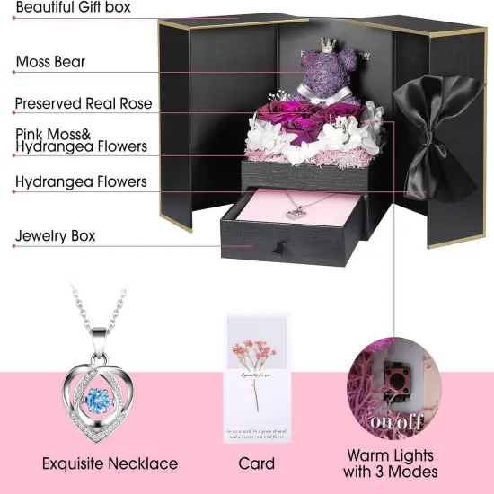 Preserved Rose Gifts for Her, Forever Real Purple Flowers {3}