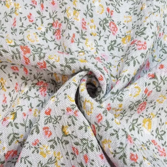 1 Yard Rayon Crinkle Gray Orange Fabric for Apparel & Costume Sewing 50/52" Width {1}