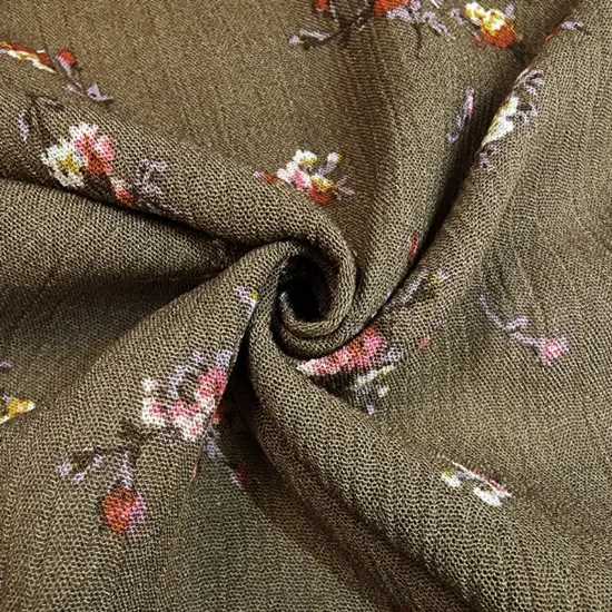 1 Yard Rayon Crinkle Fabric in Military Olive 100% Rayon Woven Apparel Fabric, 50/52" Wide {3}
