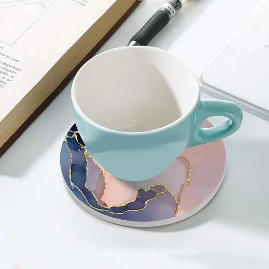 Pink Gold Marble Drink Absorbent Coaster {5}