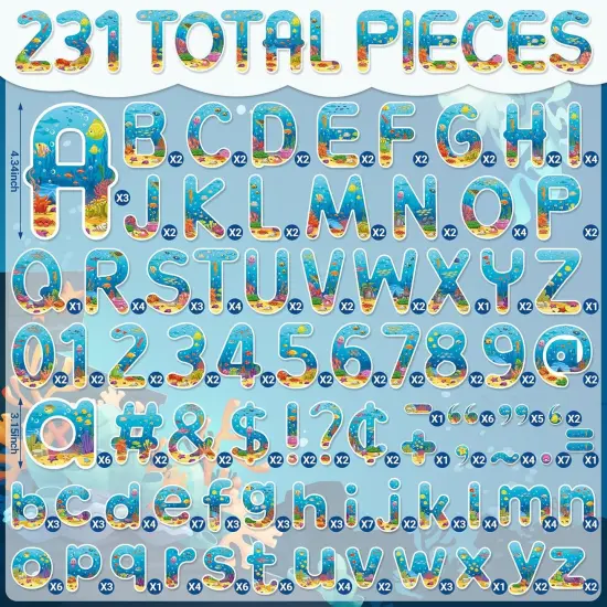 231 Pcs Under The Sea Letters Combo Pack Set Ocean Alphabet Letters {2}