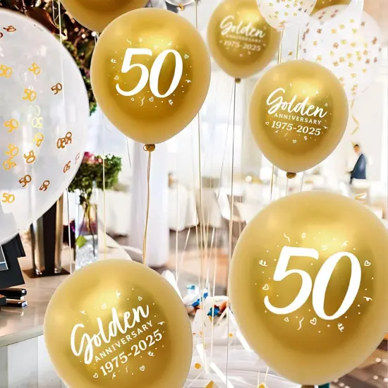 24pcs 50th Anniversary Decorations Balloons Gold 50th Wedding Anniversary {4}