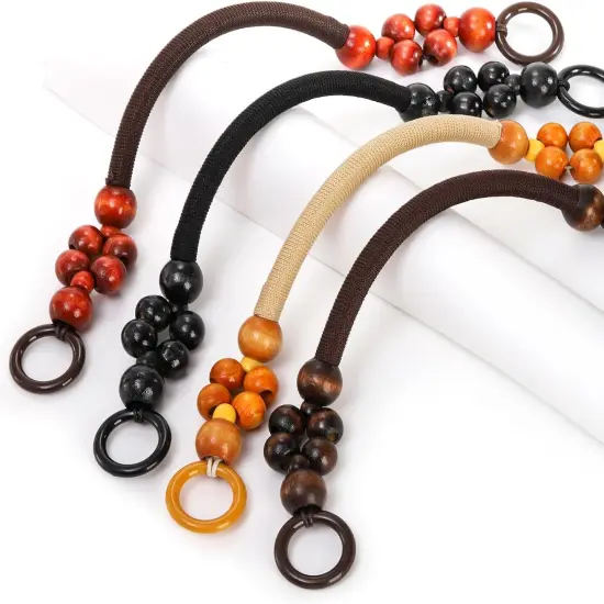 8 PCS Wooden Beaded Purse Handles for Crochet Bag {4}