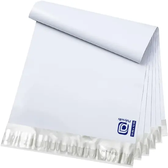 100 pcs 10x13 Inches White x Silver Poly Mailers Shipping Envelopes {1}