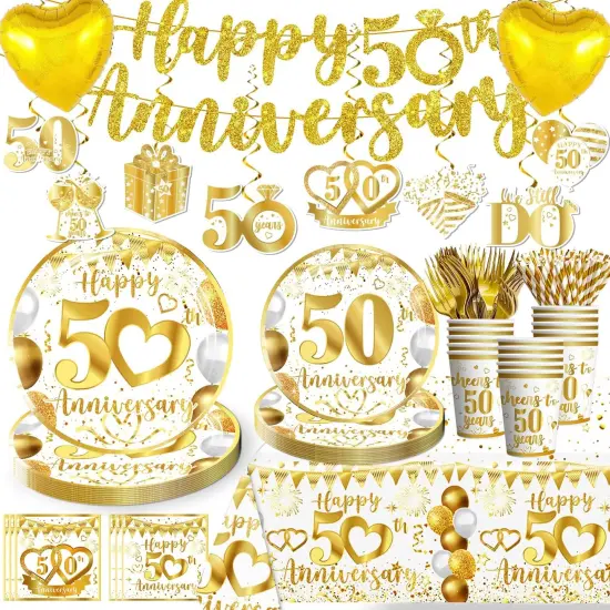 162pc 50th Anniversary Decorations - Tableware {1}