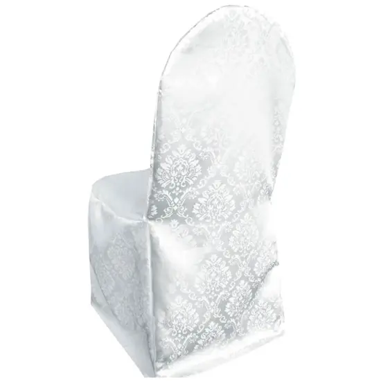 Marquis Damask Jacquard Polyester Chair Cover White {2}