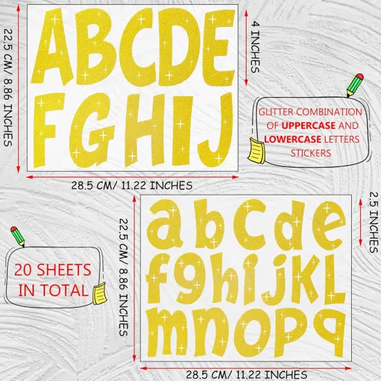 260 PCS Bulletin Board Letters 4 Inch Glitter Large Sticker Letters {2}