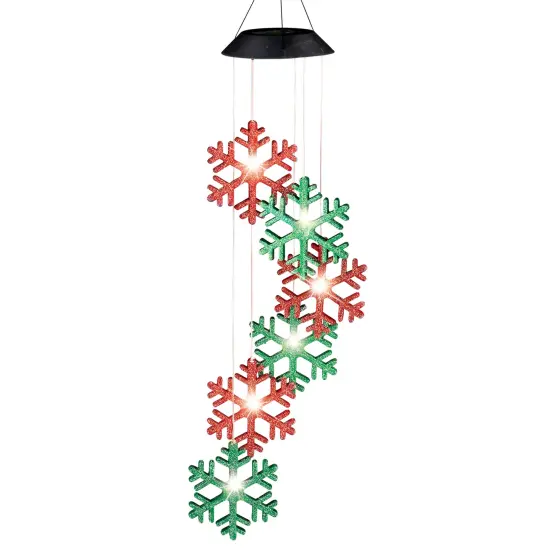 Collections Etc Solar Powered Holiday Snowflake Garden Mobile {2}