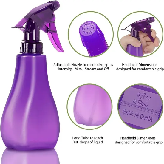 4 Pack 8 Oz Empty Plastic Spray Bottles with Adjustable Nozzle {3}
