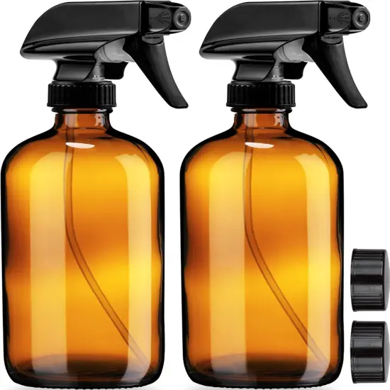 2 Pack Empty Amber Glass Spray Bottles - Large 16oz {1}