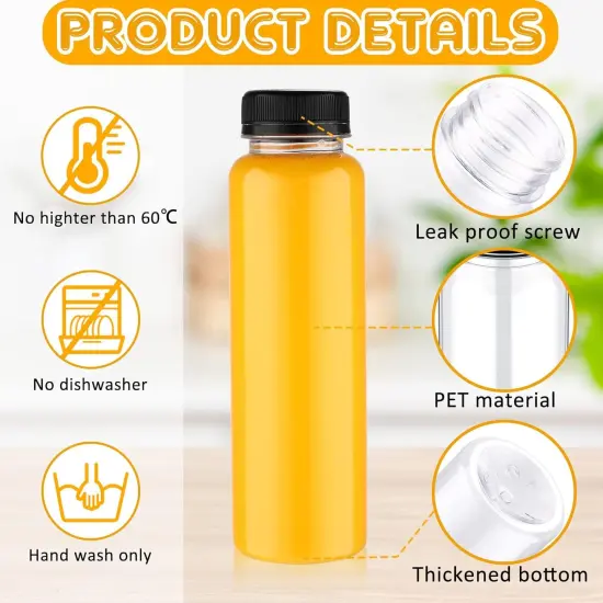 50 Packs 10 oz Plastic Juice Bottles with Caps(Black) {3}