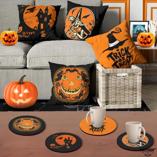 Halloween Pillow Covers with Halloween Coasters {4}