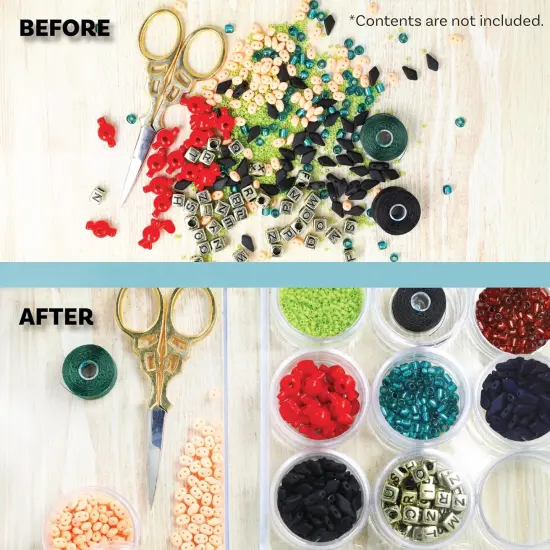 The Beadsmith Personality Case - Clear Storage Organizer Box, 9.5 x 6.4 inches - Includes 24 Small Containers with lids &ndash; 1.5 x 0.8 inches, Bead Holder {6}