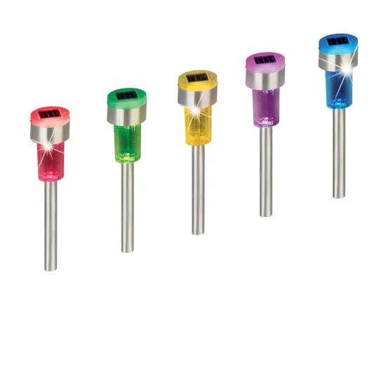Collections Etc Set of 6 Solar Powered Color Changing Stainless Steel Pathlights {2}