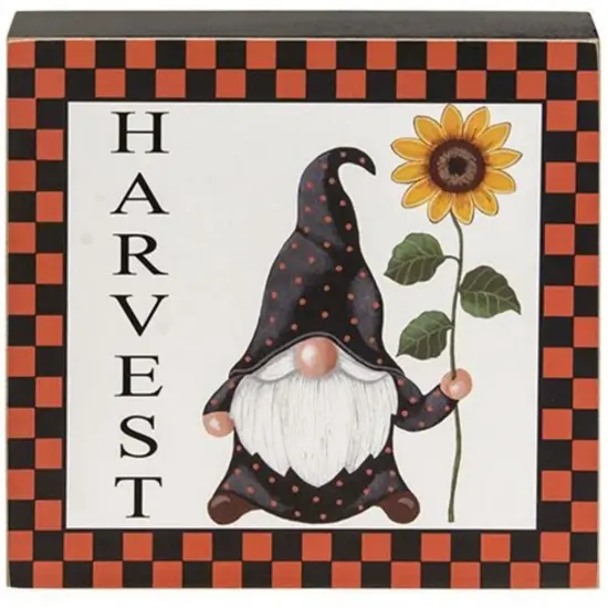 Fall Gnome Box Sign Set Freestanding Wood Shelf Decor with Pumpkin and Sunflower Prints 3 Asstd. {3}