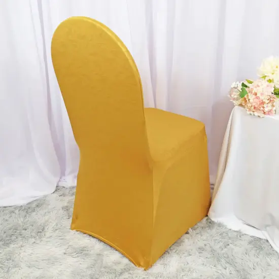 1 Piece Gold Embossed Vintage Spandex Banquet Chair Cover for Elegant Events {2}