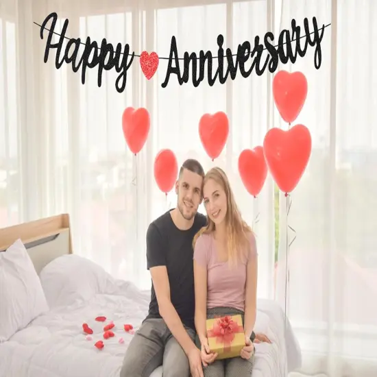 Black Happy Anniversary Banner {4}