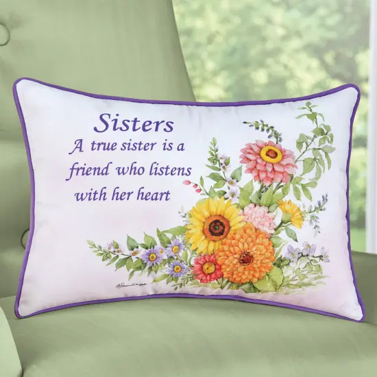 Collections Etc A True Sister is a Friend Sentimental Floral Accent Pillow {1}