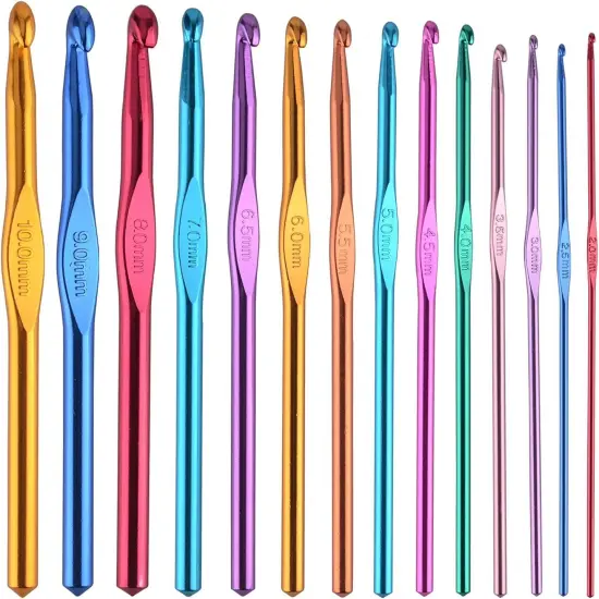 14 pcs Multicolor Aluminum Crochet Hooks {1}