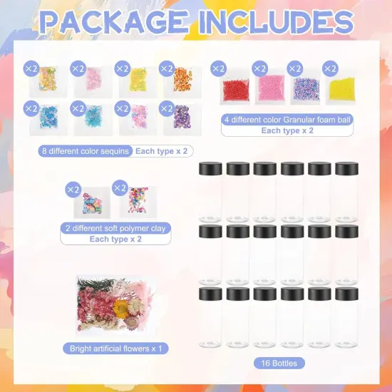 16 Pcs Empty Sensory Bottles Kits - 300 ml {4}