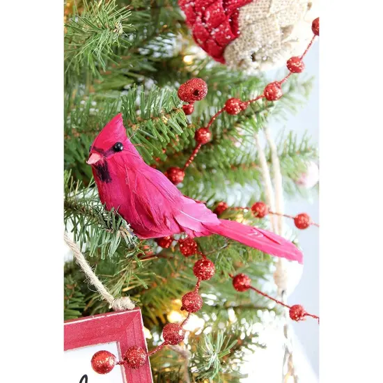 Red Cardinal Ornaments 6ct 3in Artificial Birds Christmas Wreaths {2}