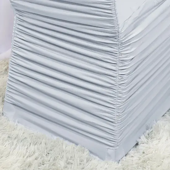 1 Piece Platinum or Light Silver Rouge Chair Cover, Ruffled Stretch Spandex for Banquet Chairs {4}