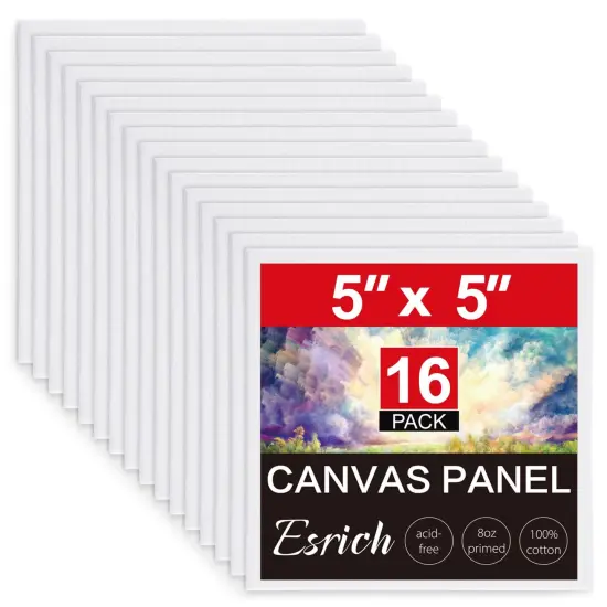 Canvas Boards for Painting, 16 Pack Canvases for Painting 5x5 100% Cotton Small Paint Canvas Primed Acid Free Mini Blank Canvas Panels for Oil Paint,Watercolor,Acrylic Paint,Gouache&Tempera. {1}