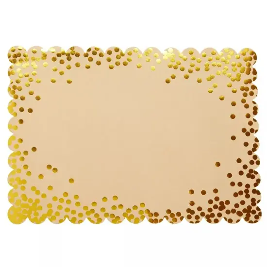 50 Pack Gold Disposable Paper Placemats with Foil Polka Dots {1}