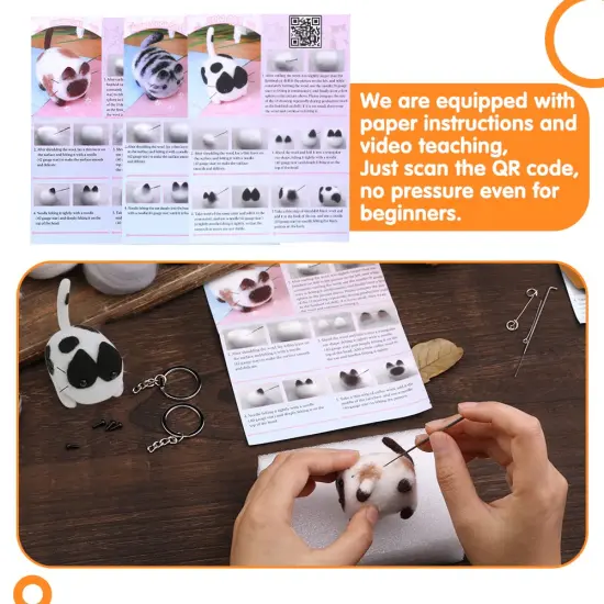 Needle Felting Kit,3 Pieces Making Wool Needle Felting Starter Kit with Instruction,Felting Foam Mat and DIY Needle Felting Supply for DIY Craft Animal Home Decoration {4}