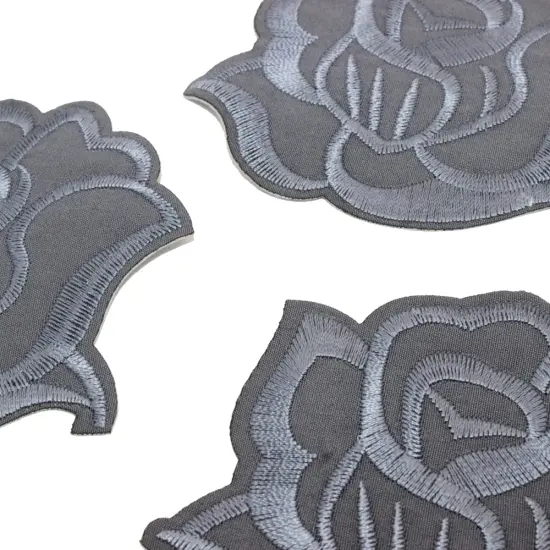 U-Sky Iron on Flower Patches, Embroidery Flower Iron-on Appliques for Clothing Backpacks Jeans Jackets (Deep Gray-3D) {6}