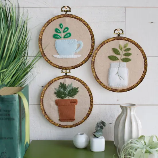 5Inch Round Embroidery Hoops - 5PCS 12CM Decorative Cross Stitch Display Frames, Embroidery Hoops Circle Imitation Wood Craft Sewing Tools {2}
