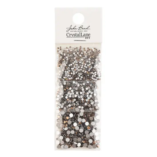 Crystal Lane DIY Combo Glass Flatback Rhinestones SS3 / SS6 / SS12 Smoked Topaz {3}