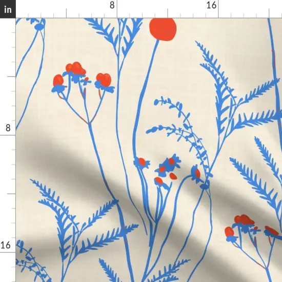 Various Fabrics by the Yard or Fat Quarter Elegant Boho Floral Americana Bohemian Xl Scale Red Cream Blue Refined Custom Printed Fabric by Spoonflower {2}