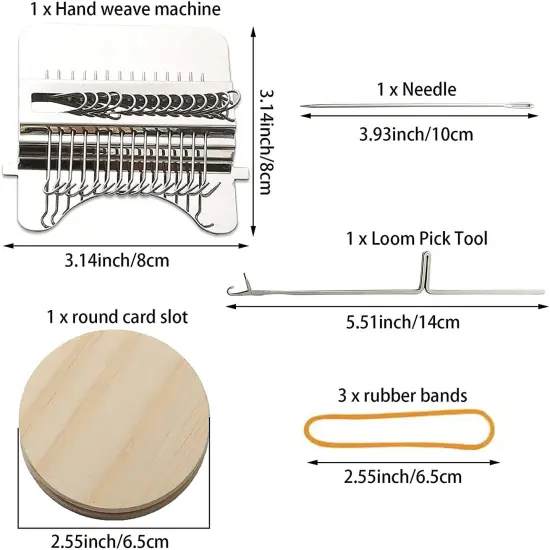 Small Loom Speedweve Type Weave Tool,darning Loom Quickly Mini Mending Convenient Darning Loom for Mending Jeans Socks Clothes Loom Machine Makes Beautiful Stitching Diy Weaving Arts (14 Hooks) {5}