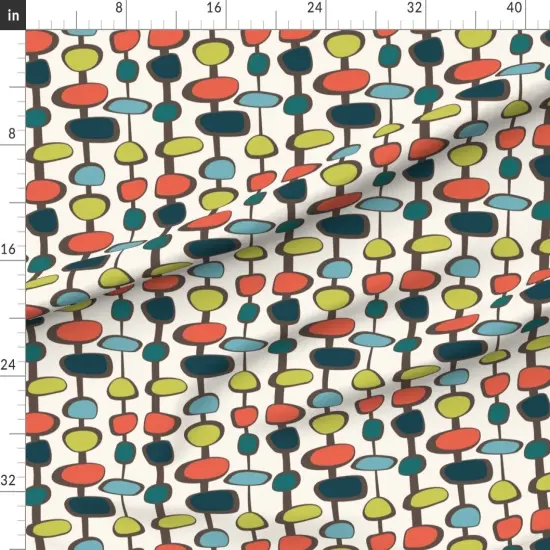 Various Fabrics by the Yard or Fat Quarter Mid Century Retro Vintage 1950S Geometric Modern Coral Teal Custom Printed Fabric by Spoonflower {1}