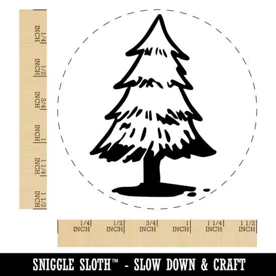 Hand Drawn Pine Tree Conifer Redwood Christmas Self-Inking Rubber Stamp {1}