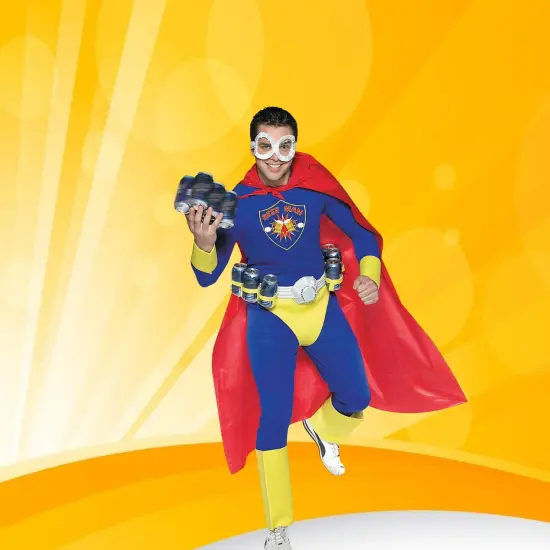 Beer Man Adult Costume Funny Superhero Outfit Cape Goggles {2}
