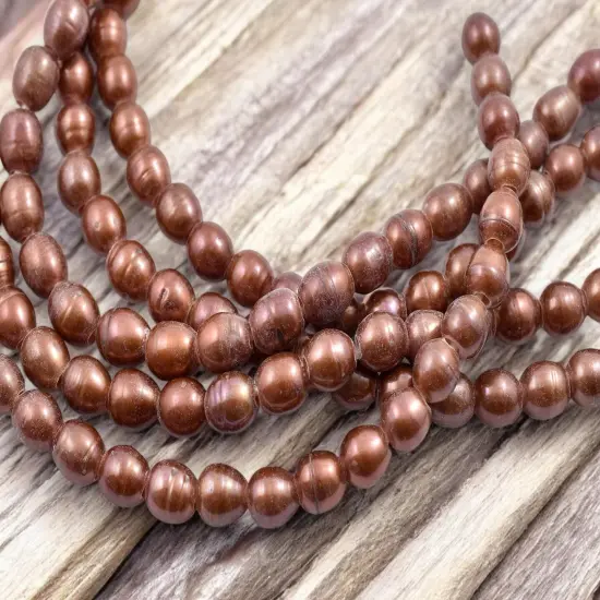 8-9mm Salmon Pink Large Hole Fresh Water Potato Pearls (8" Strand) {3}