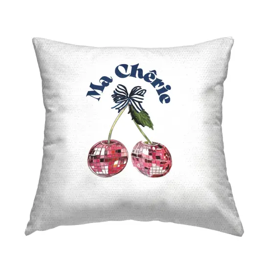 Glam Cherries on White Design by Amelia Noyes Outdoor Printed Pillow  {1}