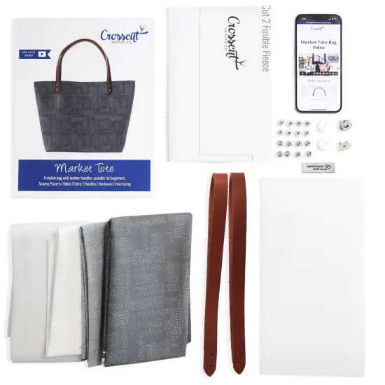 Crosscut Sewing Co.&reg; Market Tote Bag Sewing Project Kit for Beginners with Fabric, Instructions and Video Kantha {3}