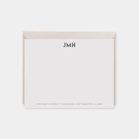 Monogram Note Cards with Beveled Type V {1}
