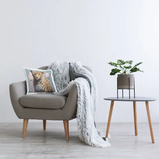 Cheetah with Modern Pattern Design by Lazar Studio Throw Pillow  {2}