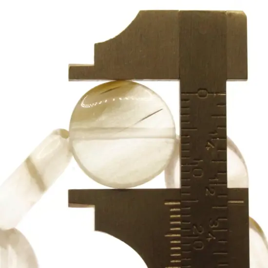 5 20mm Clear Quartz Glass with Brown Lines Flat Oval Beads {4}