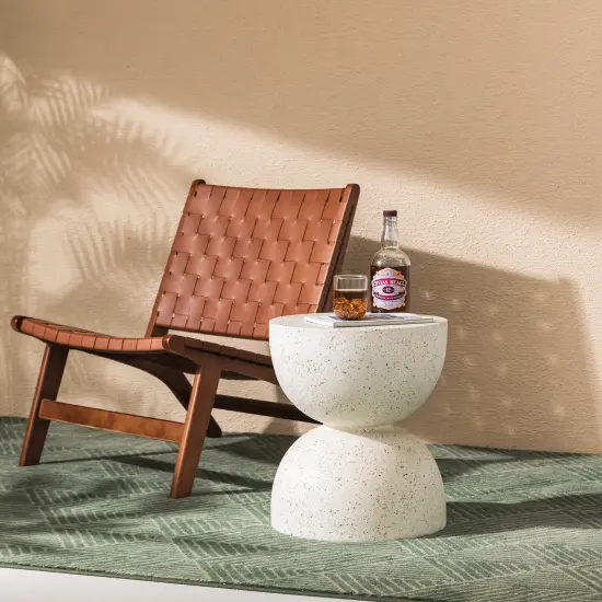 Set of 2 17.75"H Multi-functional MGO Faux Terrazzo Garden Stool or Planter Stand or Accent Table White *2 {3}