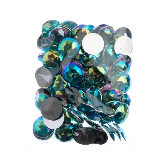 John Bead 25mm Round Acrylic Flat Back Rhinestones, 100pcs Turquoise AB {4}