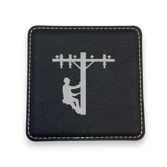 Coaster - Lineman - SET OF 2 - Leather or Stitched Cork Dark Brown/Black {3}