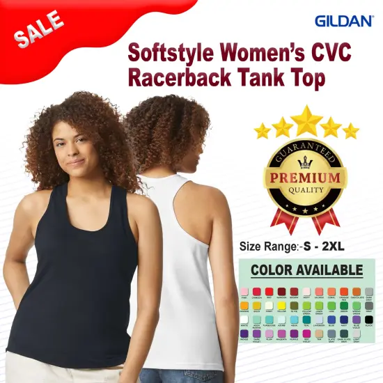 Gildan&reg; Softstyle Women&rsquo;s CVC Racerback Tank Top - 64220LCVC Pitch black mist {2}