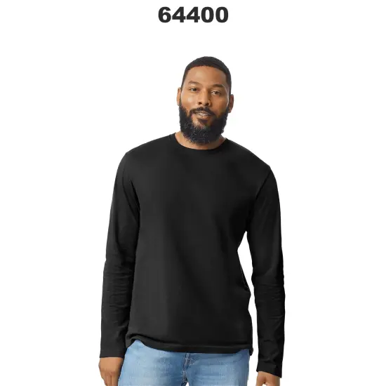 Gildan&reg; Softstyle Crewneck Long Sleeve T-Shirt Black {3}